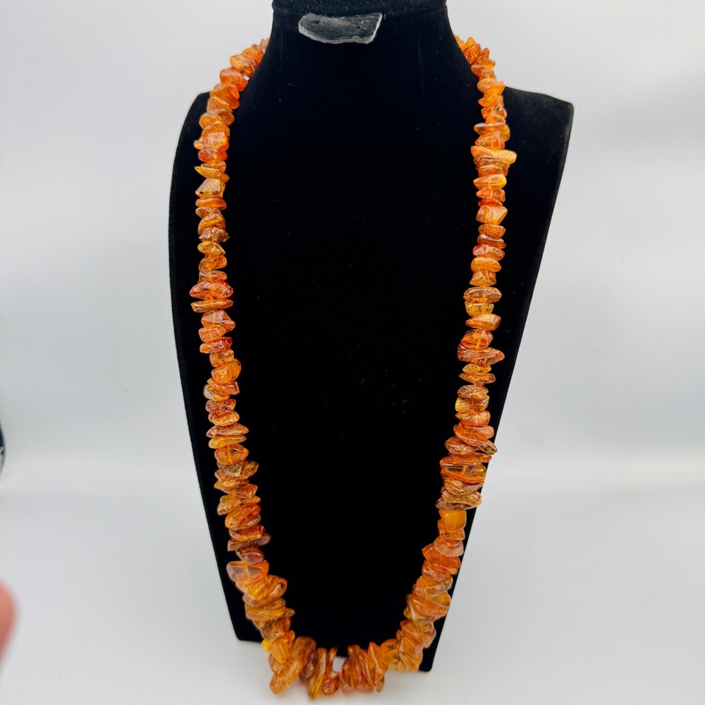 Vintage‎ Natural Baltic Amber Chunky Chip Necklace Graduated Cognac Honey 30in - Picture 2 of 14